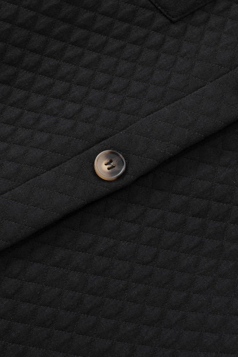 Lattice Texture Retro Flap Pocket Button Shacket